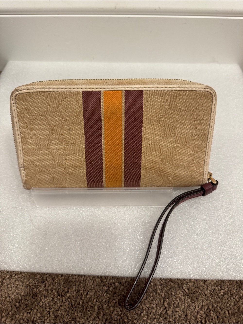 Coach Dempsey zip around wristlet wallet with stripes and patch - Picture 2 of 7